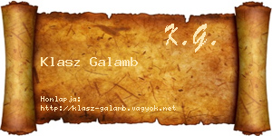 Klasz Galamb névjegykártya